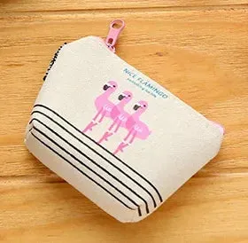 Porte Monnaie ou pochette "Flamand Rose" en toile canvas colorée (5 coloris)