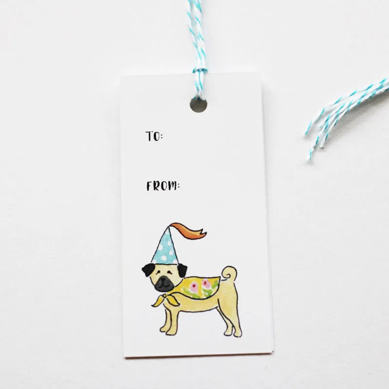 Pug Celebrate Birthday Gift Tags