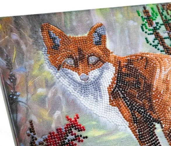 "Autumn Fox" Crystal Art Canvas 30x30cm