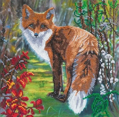 "Autumn Fox" Crystal Art Canvas 30x30cm