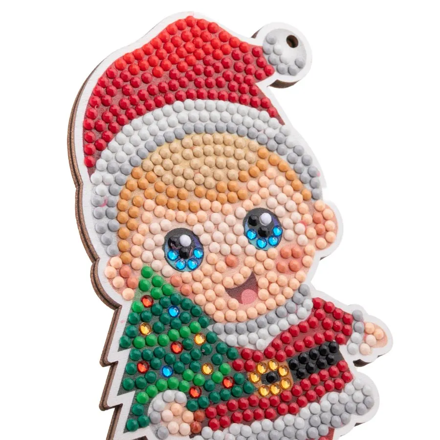 "Christmas Elves" Crystal Art Decorations Set of 6