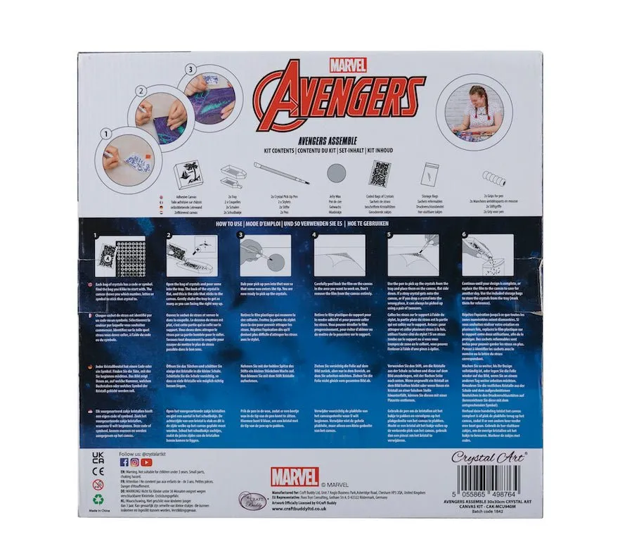 "Superheros" MARVEL Crystal Art Canvas Kit 30x30cm