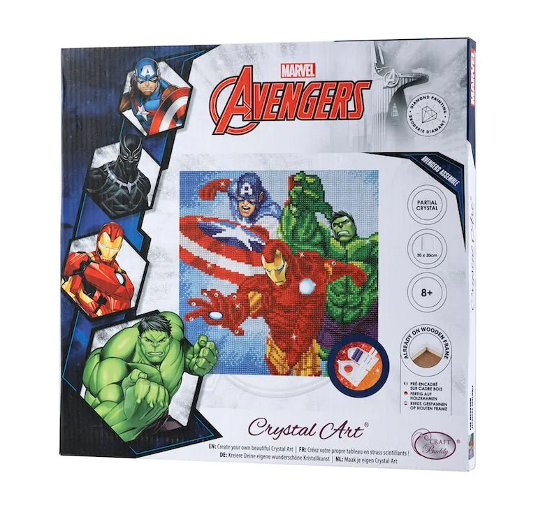 "Superheros" MARVEL Crystal Art Canvas Kit 30x30cm