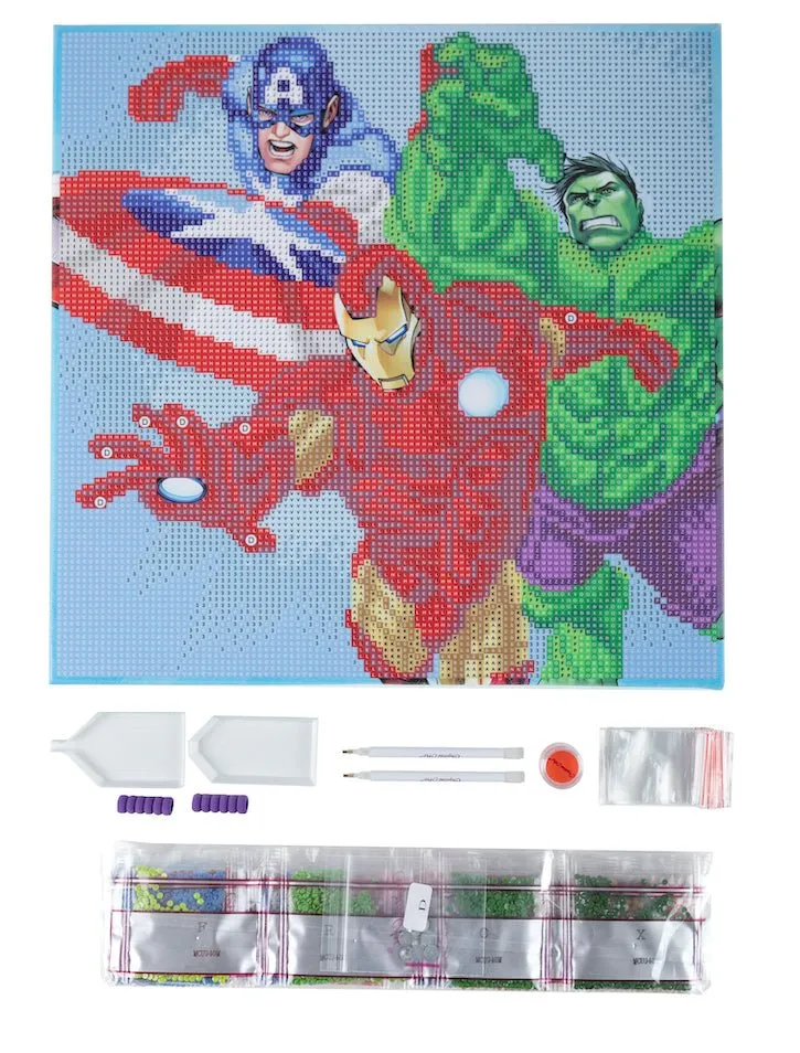 "Superheros" MARVEL Crystal Art Canvas Kit 30x30cm