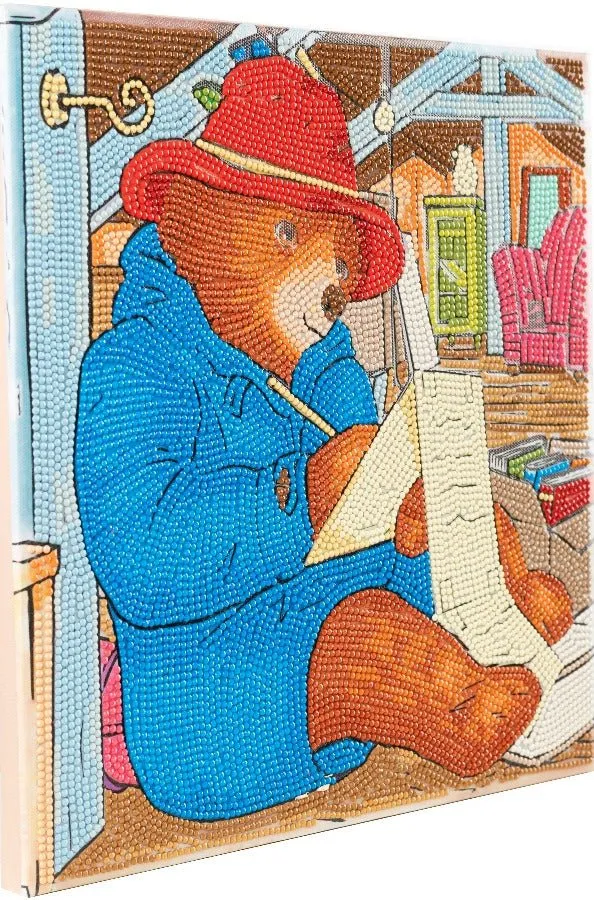 "Writing A Letter" Paddington Bear Crystal Art Canvas 30x30cm