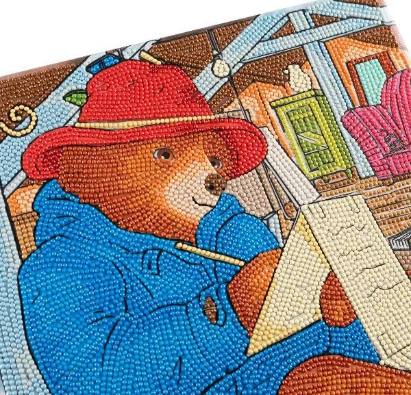 "Writing A Letter" Paddington Bear Crystal Art Canvas 30x30cm