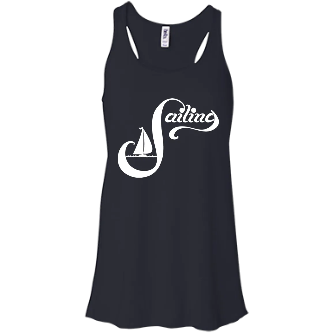 Sailing White on Bella Canvas Flowy Racerback Tank