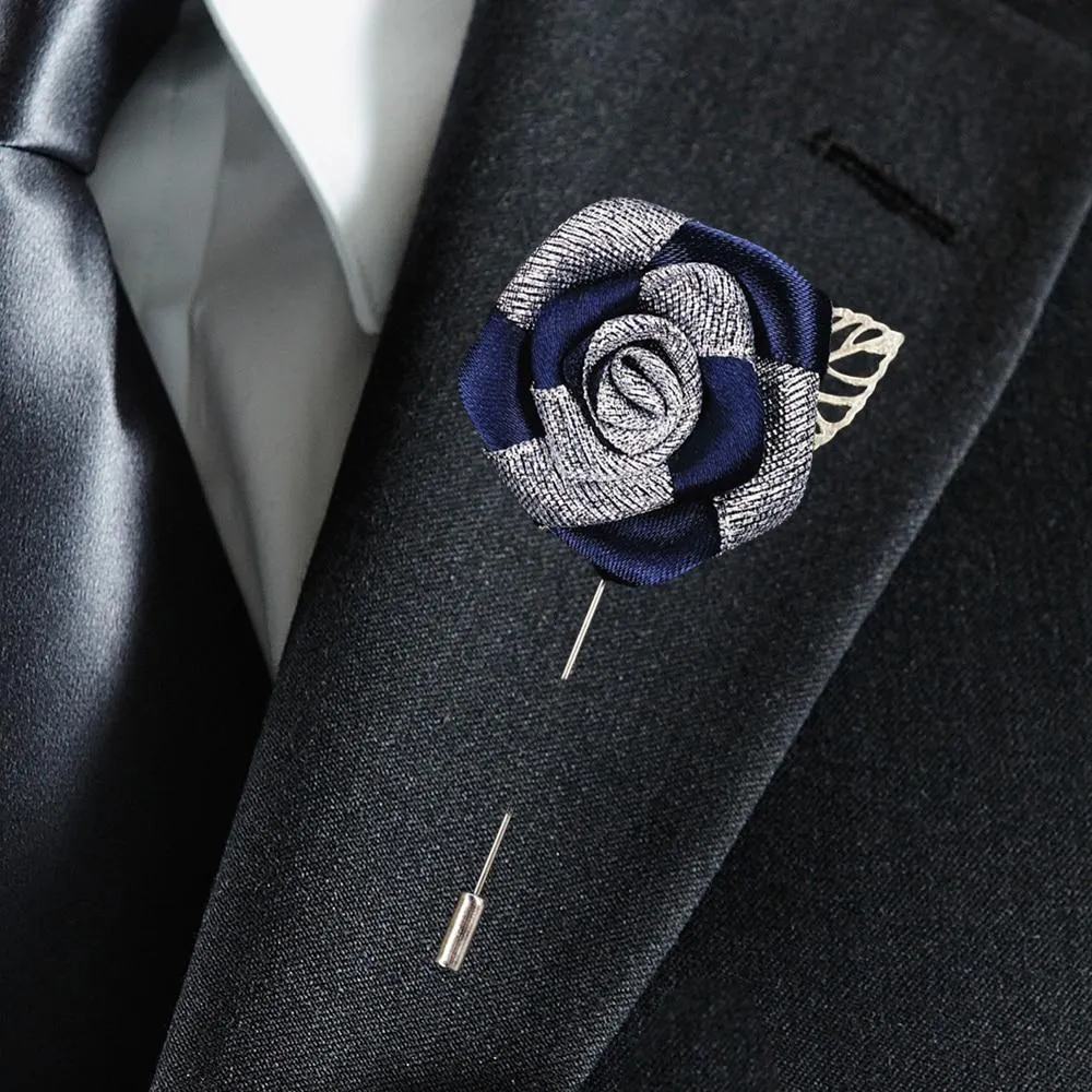 Silver Rose Lapel Pin