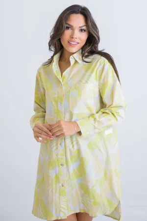 Tropical Leaf Shirt Dress