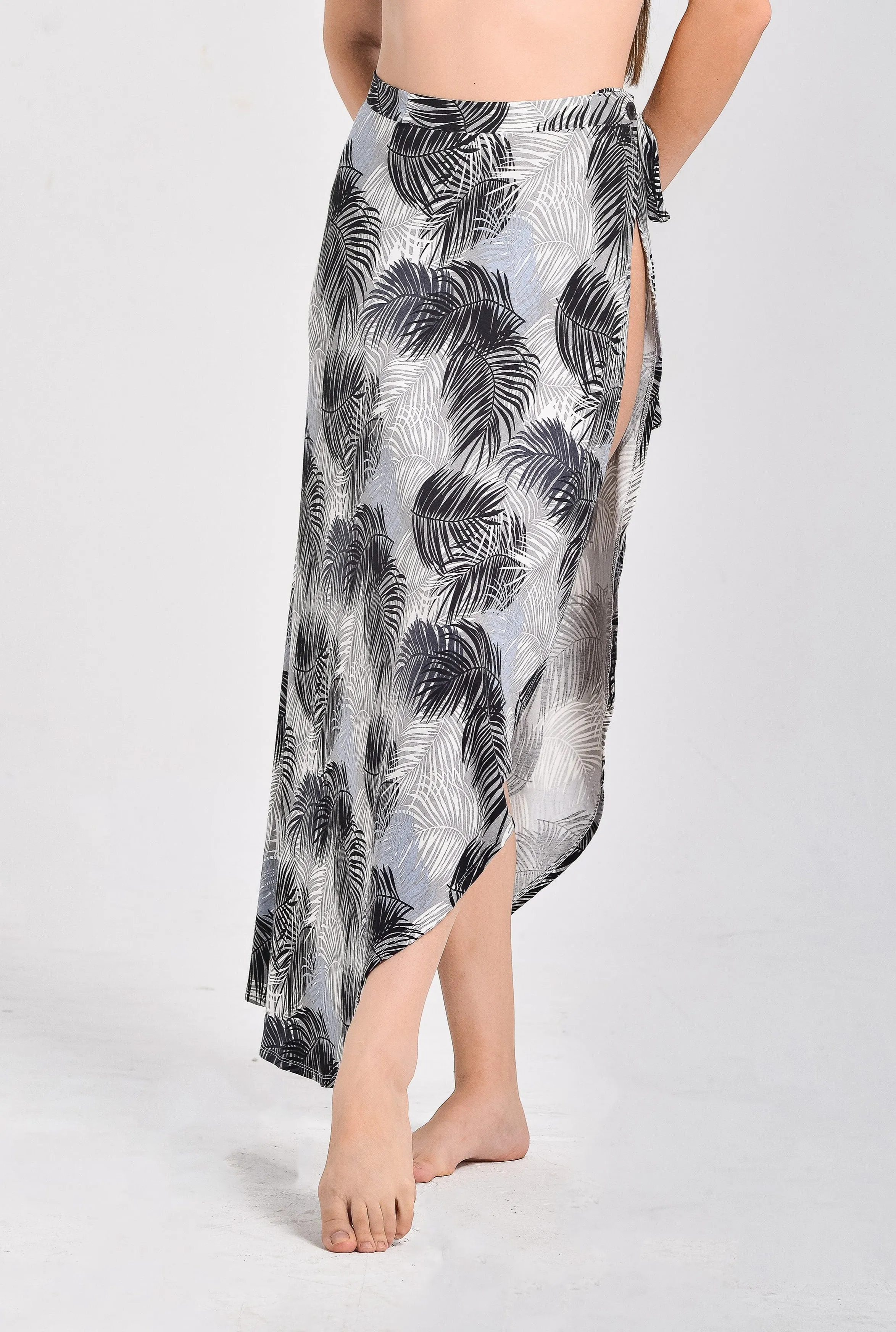 Women's Black Floral Maxi Wrap Skirt